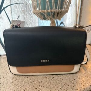 DKNY Black, Tan, and Cream Crossbody Bag